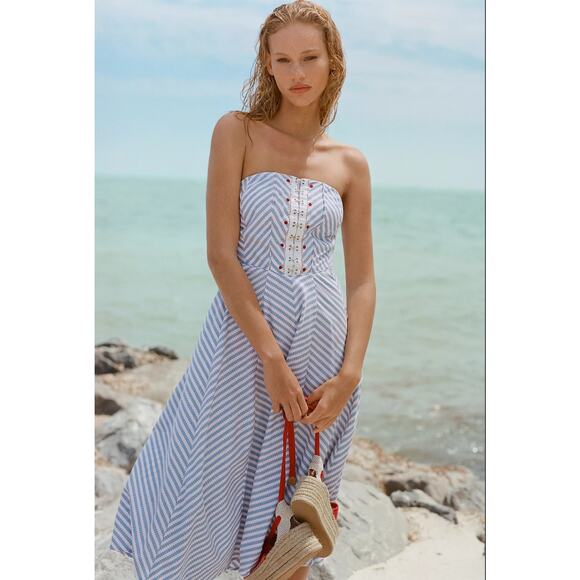 Anthropologie Maeve Strapless A-Line Dress - New Large - Picture 1 of 7